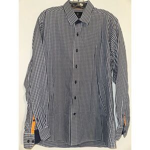 Cote Opera Paris Formal Shirt button down blue gingham size 17 43